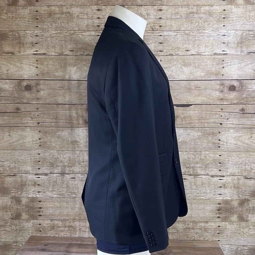 Express Slim Fit Navy Blue Two Button‎ Suit Jacket Blazer Mens 38R Notch Lapel